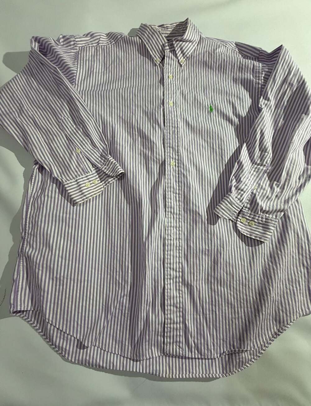 Ralph Lauren Shirt Mens Purple Striped Classic Fit Button Down Long Sleeve